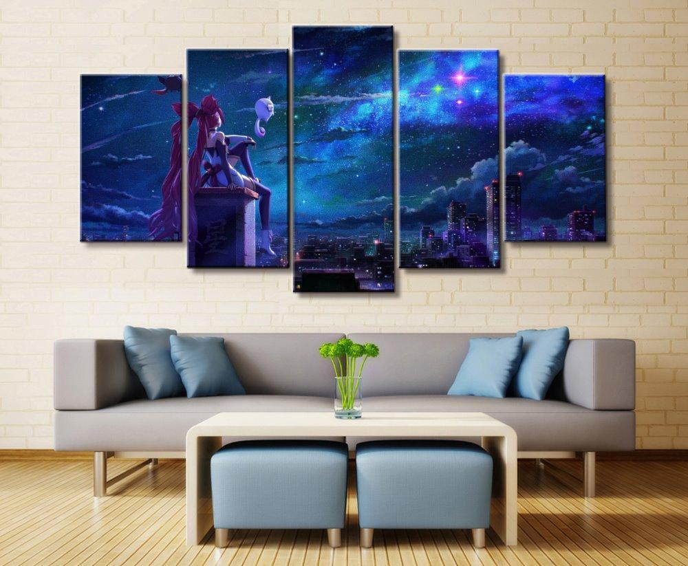 LOL League Of Legends Jinx In The Night Game Canvas Wall Art