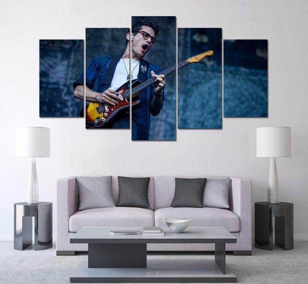 John Mayer Playing Guitar Celebrity Canvas Wall Art