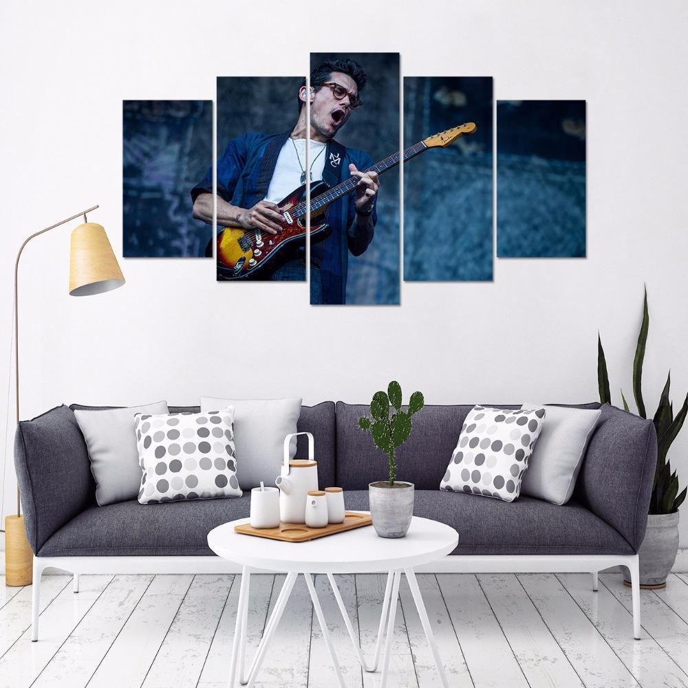 John Mayer Playing Guitar Celebrity Canvas Wall Art