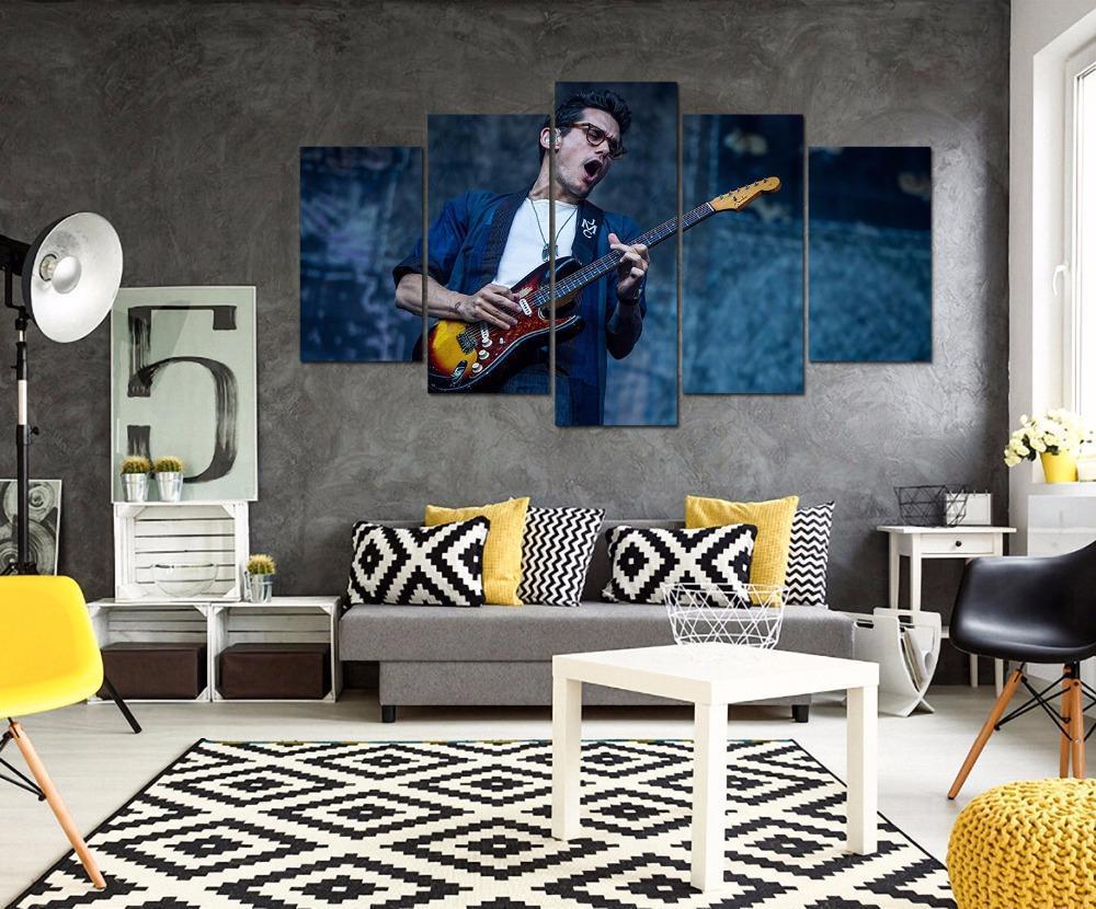 John Mayer Playing Guitar Celebrity Canvas Wall Art