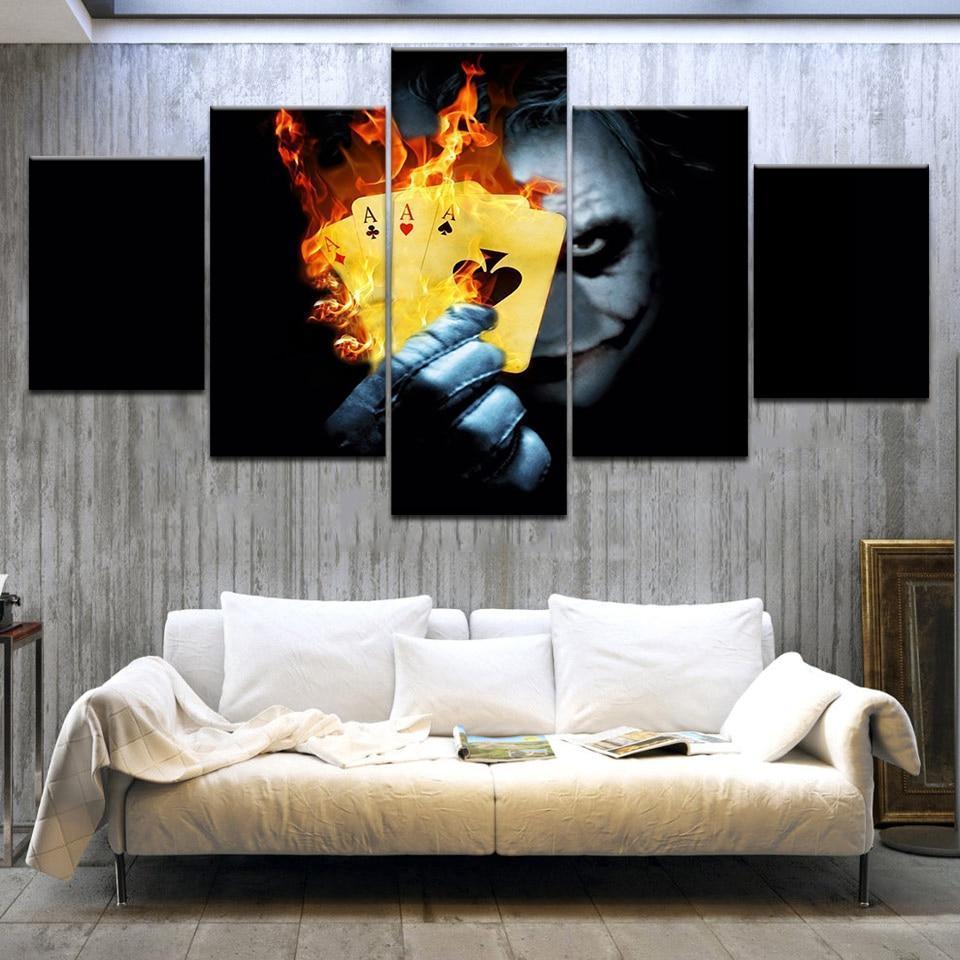Joker With Four Burning Ace DC Canvas Wall Art