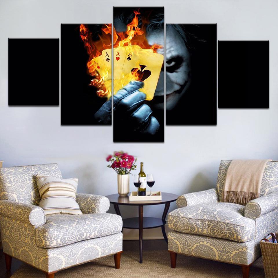Joker With Four Burning Ace DC Canvas Wall Art