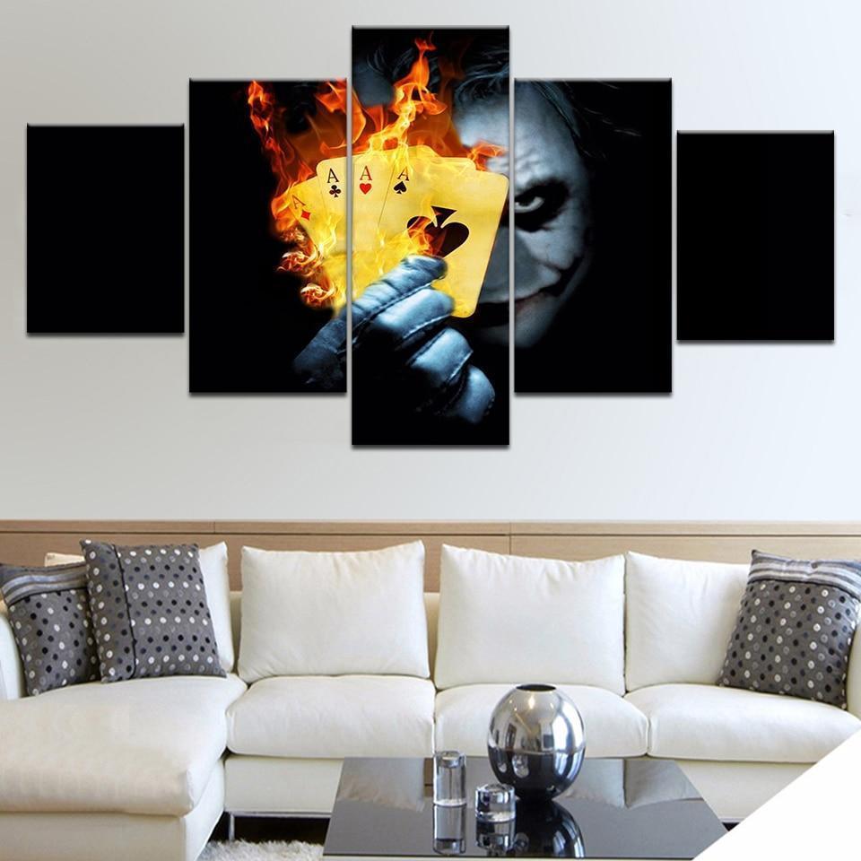 Joker With Four Burning Ace DC Canvas Wall Art