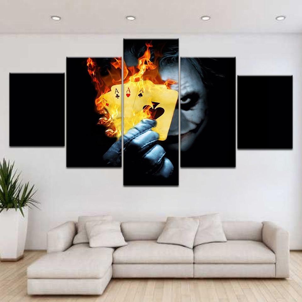 Joker With Four Burning Ace DC Canvas Wall Art