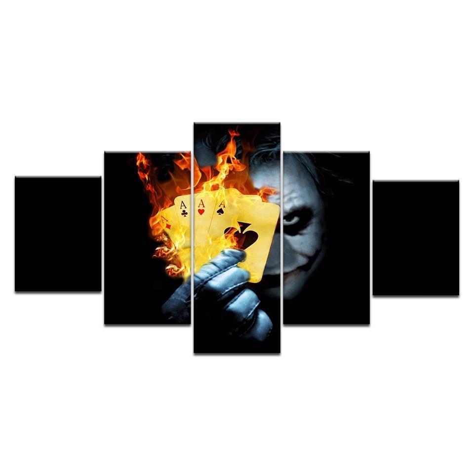 Joker With Four Burning Ace DC Canvas Wall Art