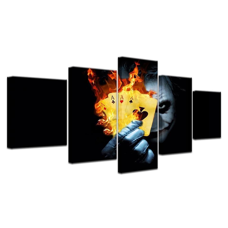 Joker With Four Burning Ace DC Canvas Wall Art