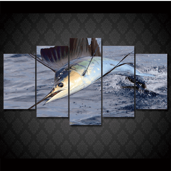 Jumping Sailfish Fishing Canvas Wall Art