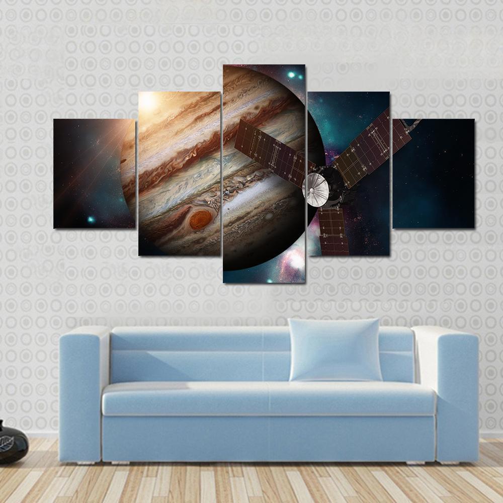 Juno Spacecraft And Jupiter Space Canvas Wall Art