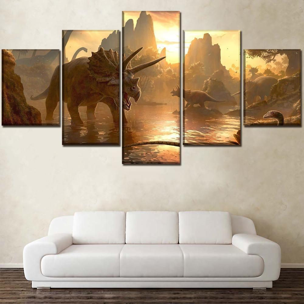 Jurassic World Dawn With Dinosaurs Canvas Wall Art