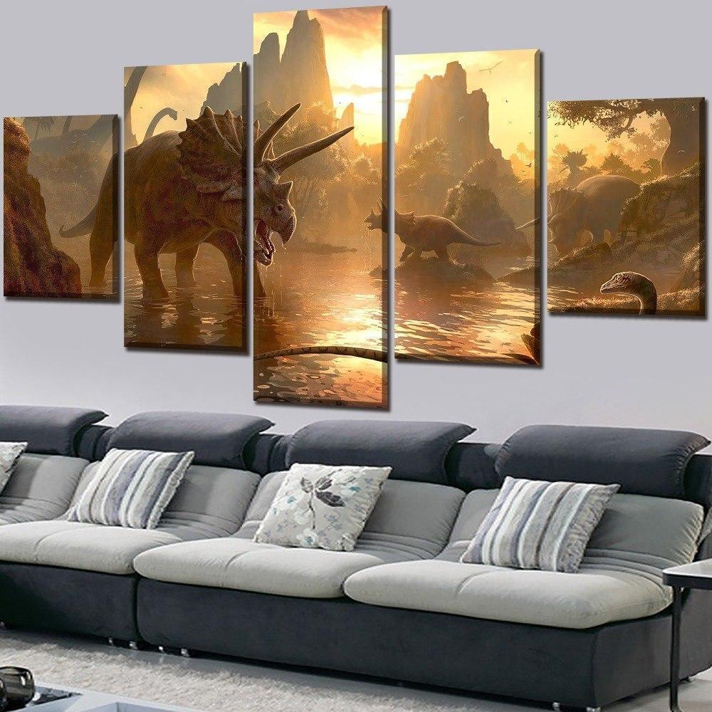 Jurassic World Dawn With Dinosaurs Canvas Wall Art