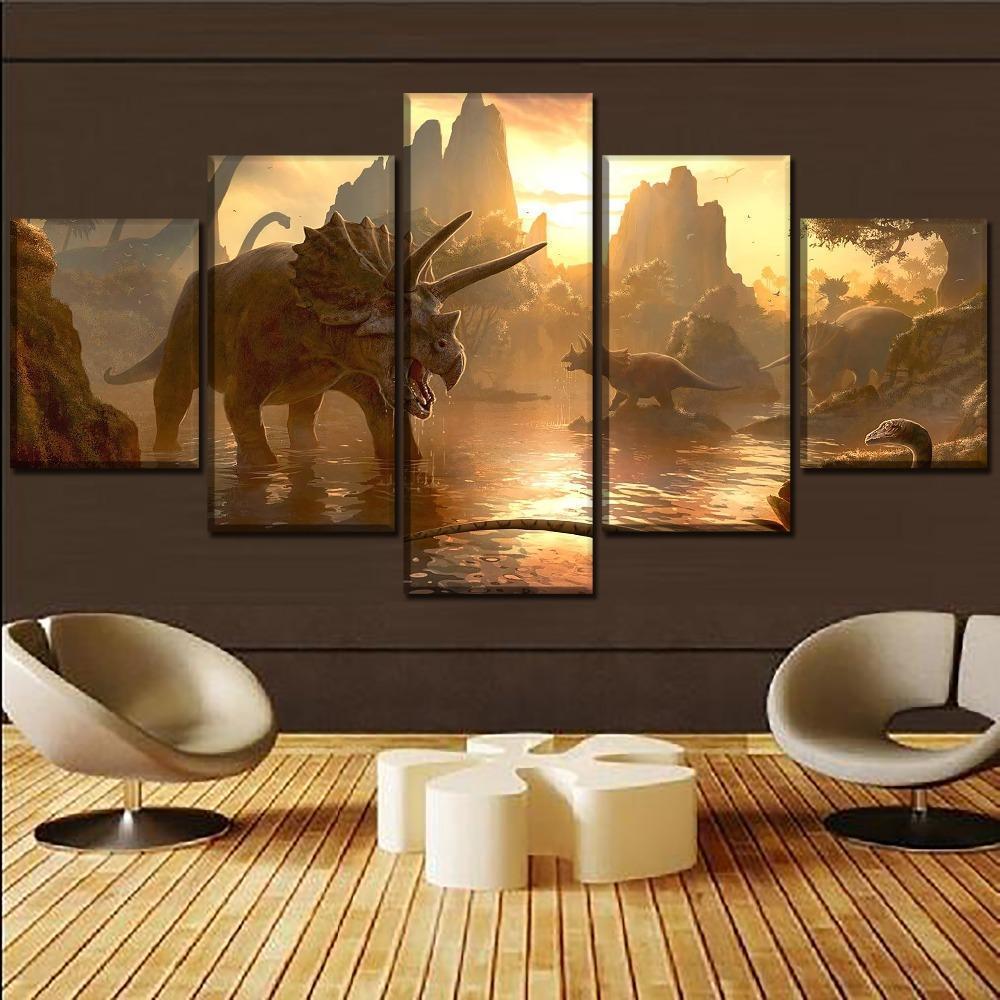 Jurassic World Dawn With Dinosaurs Canvas Wall Art