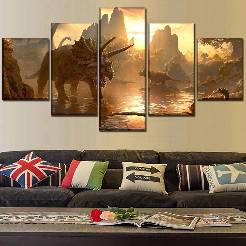 Jurassic World Dawn With Dinosaurs Canvas Wall Art