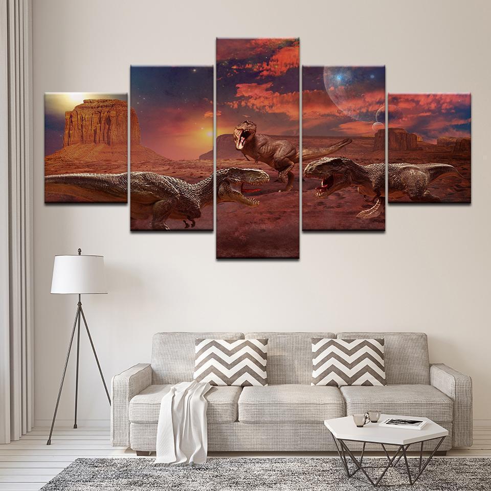 Jurassic World Gloaming With Dinosaurs Canvas Wall Art