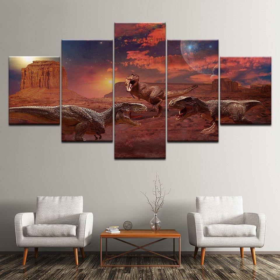 Jurassic World Gloaming With Dinosaurs Canvas Wall Art