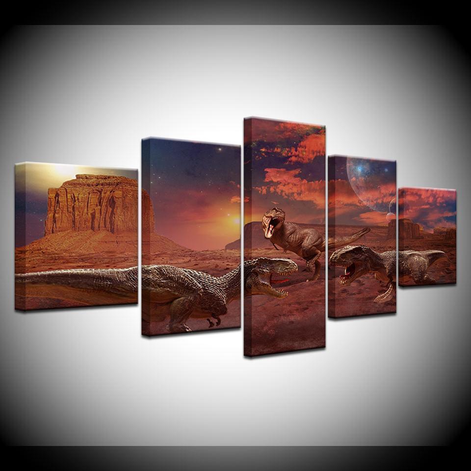 Jurassic World Gloaming With Dinosaurs Canvas Wall Art