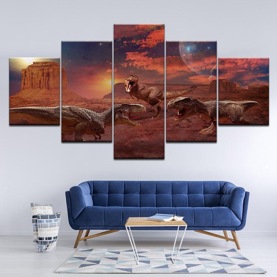 Jurassic World Gloaming With Dinosaurs Canvas Wall Art