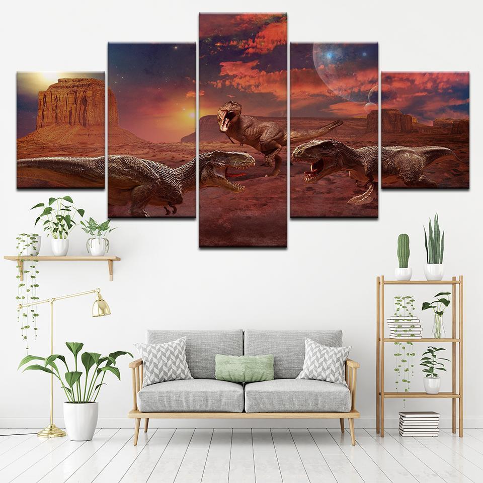 Jurassic World Gloaming With Dinosaurs Canvas Wall Art