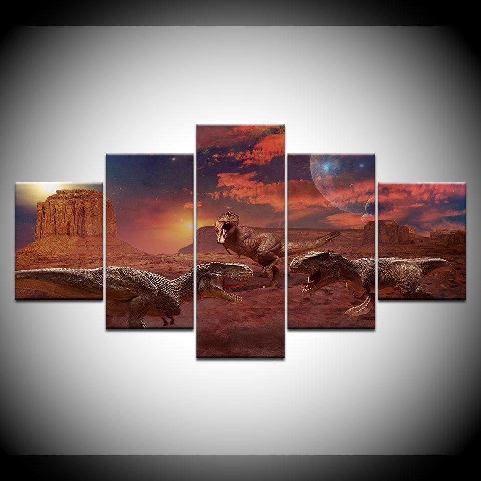 Jurassic World Gloaming With Dinosaurs Canvas Wall Art