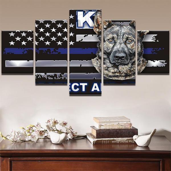 K9 Police Dog Animal Canvas Wall Art