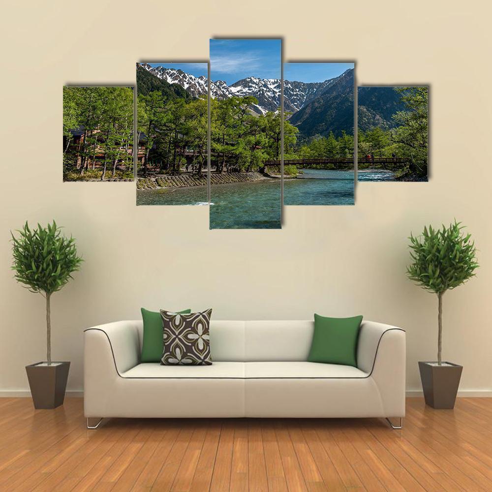 Kamikochi In Japan With Clear Sky Nature Canvas Wall Art