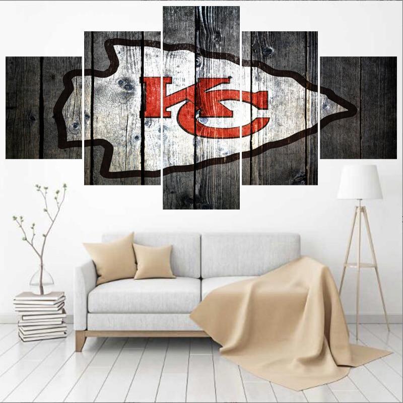 Kansas City Chiefs Logo Poster 3  Football Canvas Wall Art