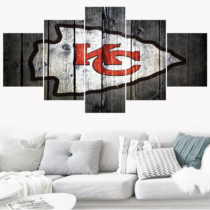 Kansas City Chiefs Logo Poster 3  Football Canvas Wall Art