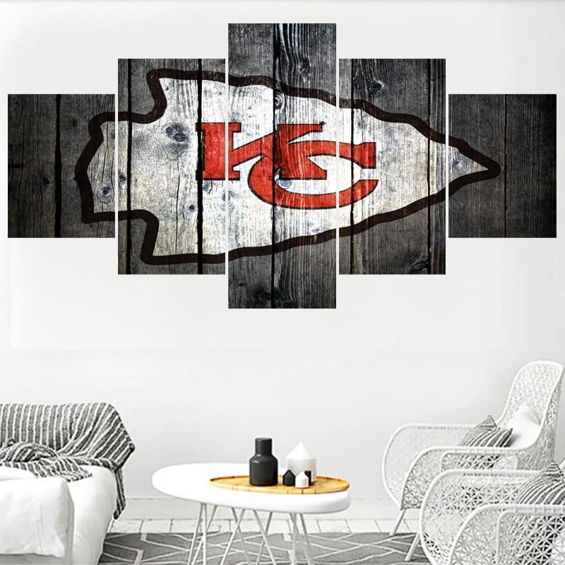 Kansas City Chiefs Logo Poster 3  Football Canvas Wall Art