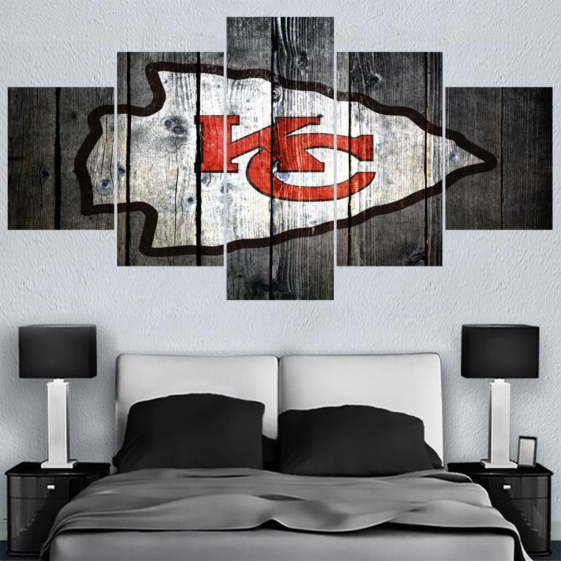 Kansas City Chiefs Logo Poster 3  Football Canvas Wall Art