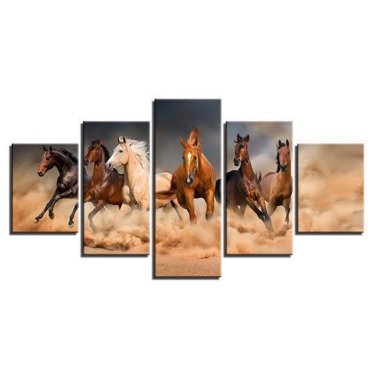 Kick The Dust Up Wild Mustangs Animal Canvas Wall Art