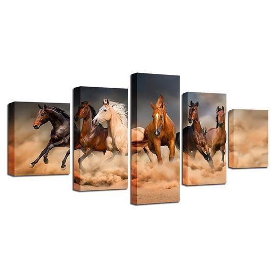 Kick The Dust Up Wild Mustangs Animal Canvas Wall Art