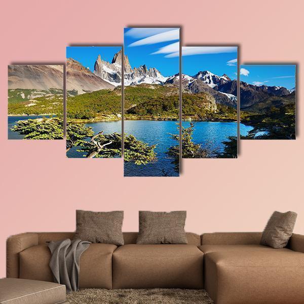 Laguna Capri And Mount Fitz Roy Nature Canvas Wall Art