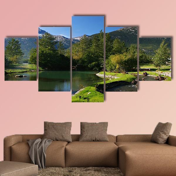 Lake And Mountains In Alaska Nature Canvas Wall Art
