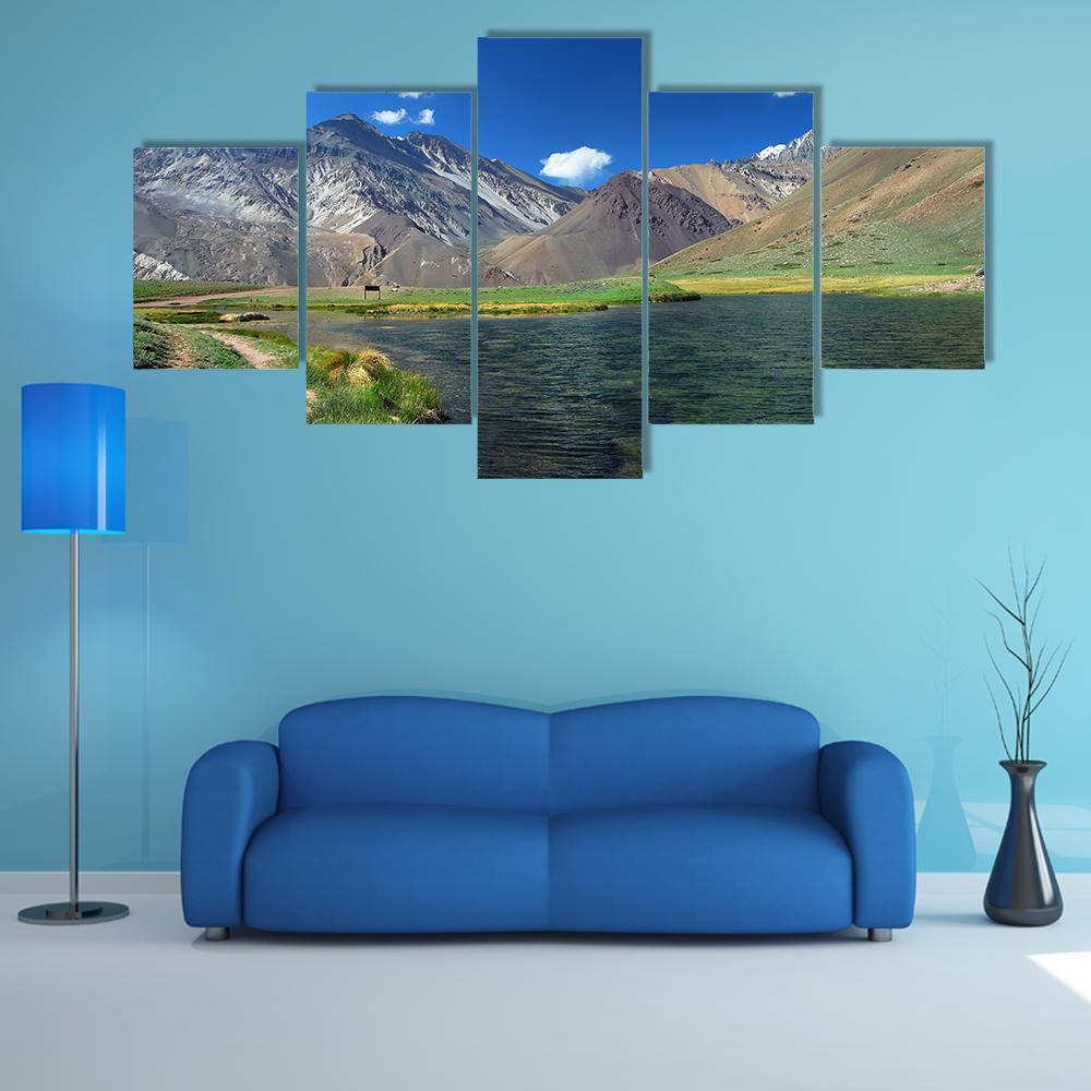 Lake And Mountains Landscape In Argentina Nature Canvas Wall Art