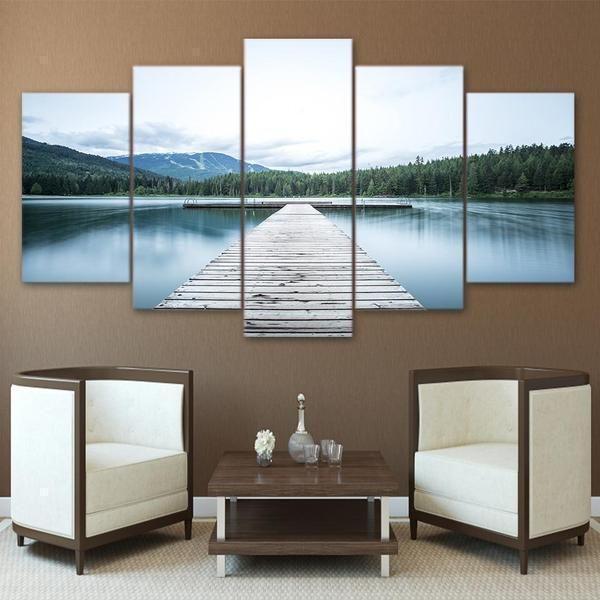 Lake Foot Bridge 2 Nature Canvas Wall Art