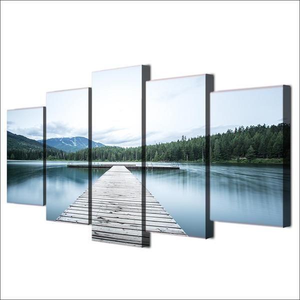 Lake Foot Bridge 2 Nature Canvas Wall Art