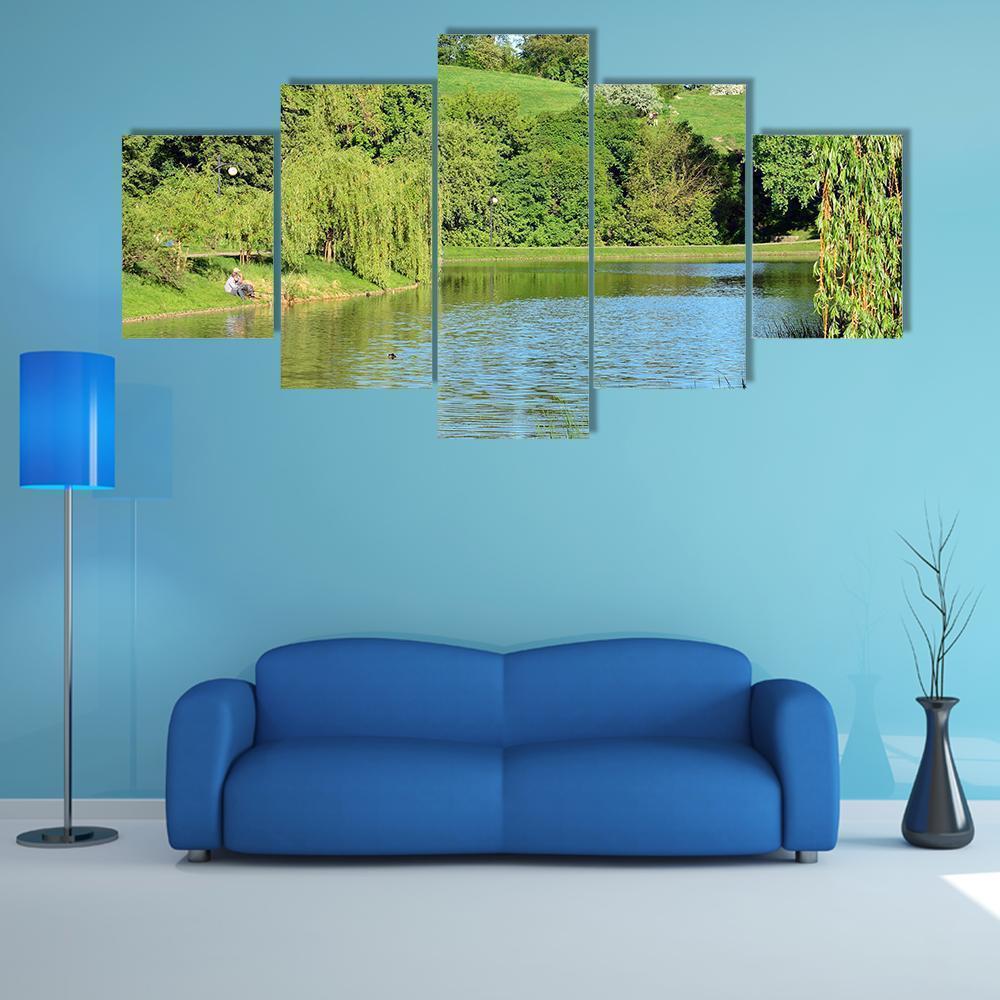 Lake In The Park Nature Canvas Wall Art
