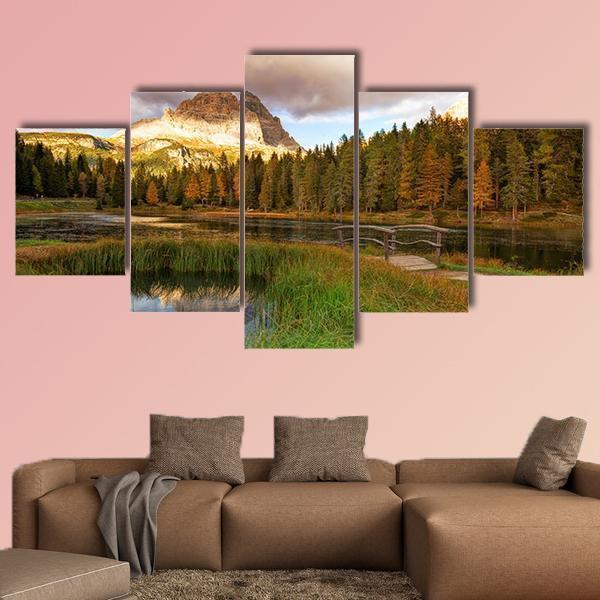 Lake Mountain Landscape With Alps Peak Reflection Nature Canvas Wall Art