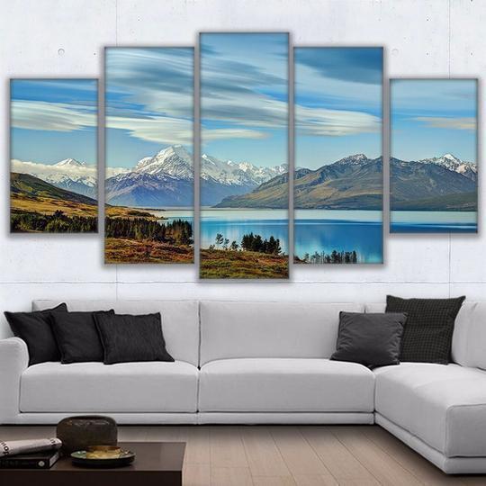 Lake Pukaki New Zealand Snow Capped Mountains Nature Canvas Wall Art