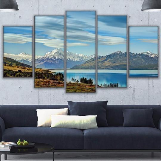 Lake Pukaki New Zealand Snow Capped Mountains Nature Canvas Wall Art