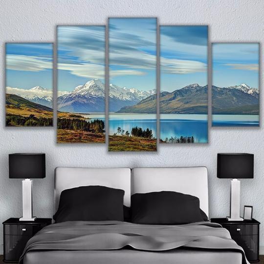 Lake Pukaki New Zealand Snow Capped Mountains Nature Canvas Wall Art