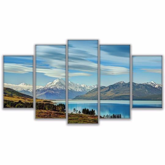 Lake Pukaki New Zealand Snow Capped Mountains Nature Canvas Wall Art