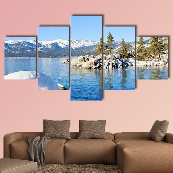 Lake Tahoe In Winter Nature Canvas Wall Art
