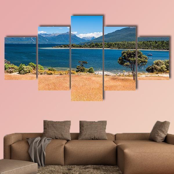 Lake Te Anau In New Zealand Nature Canvas Wall Art