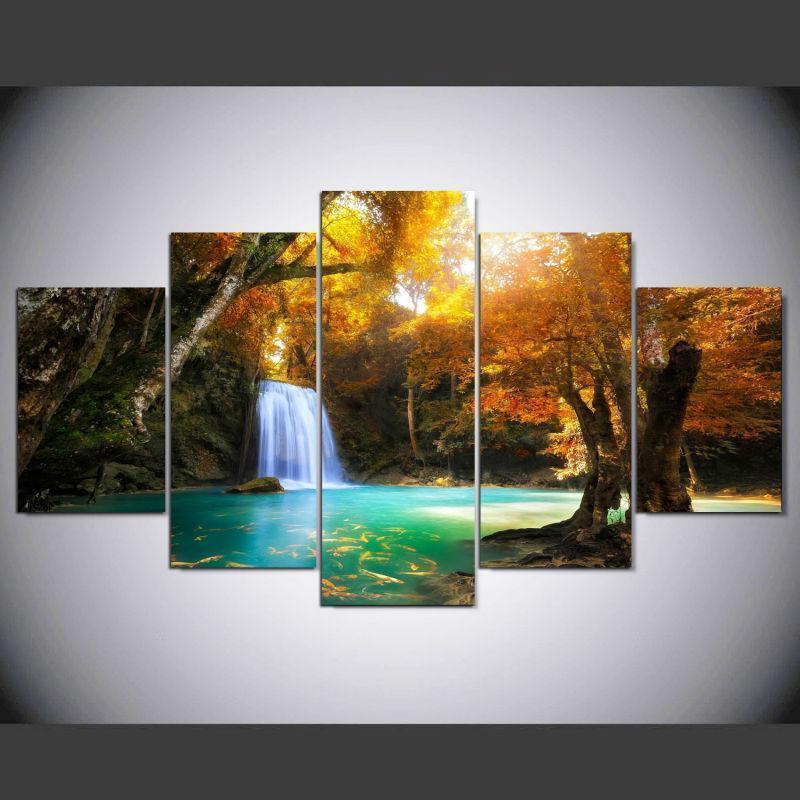 Landscape For Bedroom Beautiful Waterfall Nature Canvas Wall Art