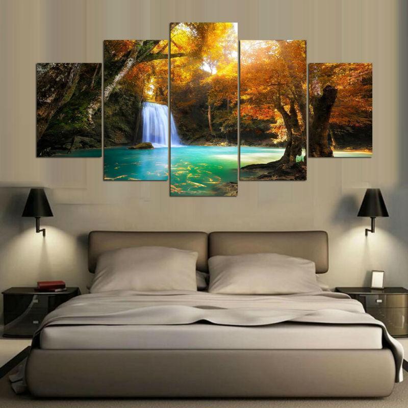 Landscape For Bedroom Beautiful Waterfall Nature Canvas Wall Art