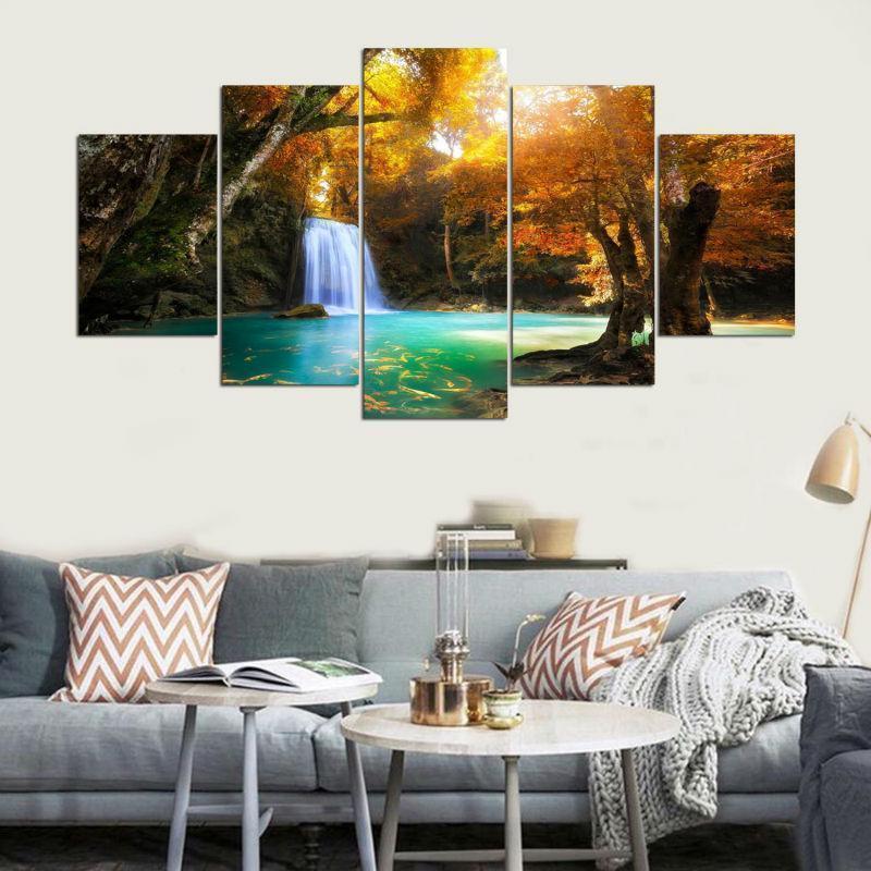 Landscape For Bedroom Beautiful Waterfall Nature Canvas Wall Art