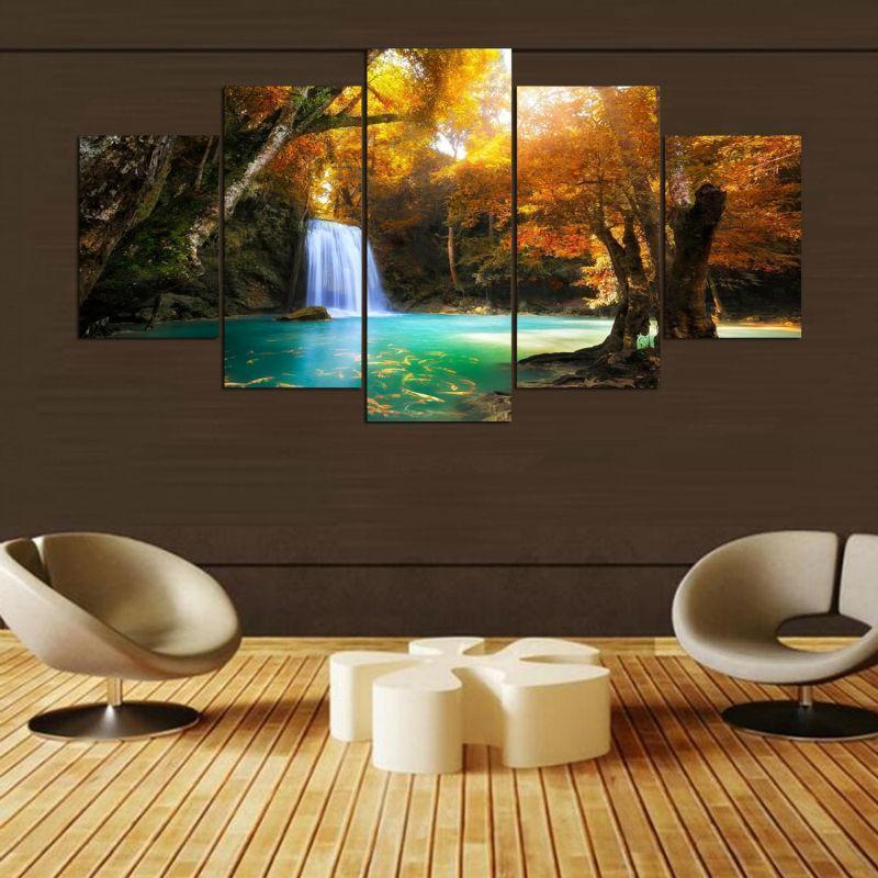 Landscape For Bedroom Beautiful Waterfall Nature Canvas Wall Art