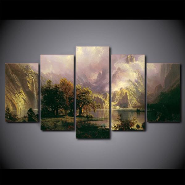 Landscape Home Decor Mountain Fog Lake Nature Canvas Wall Art