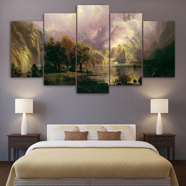 Landscape Home Decor Mountain Fog Lake Nature Canvas Wall Art