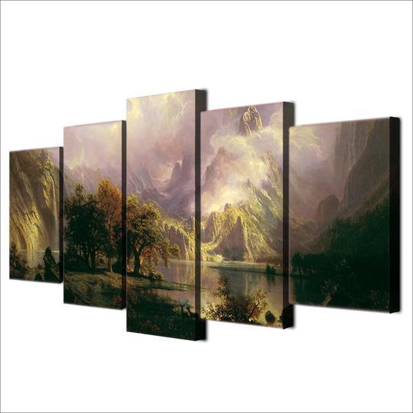 Landscape Home Decor Mountain Fog Lake Nature Canvas Wall Art